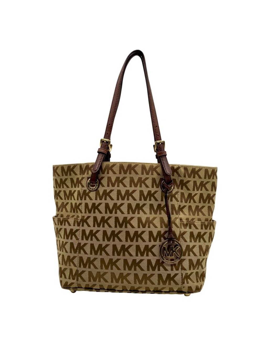 Michael Kors Beige Jet Set Signature Jacquard Tote Bag